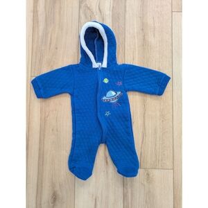 Vintage Newborn Embroidered Space Quilted Fall Suit